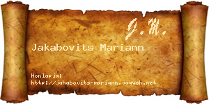 Jakabovits Mariann névjegykártya
